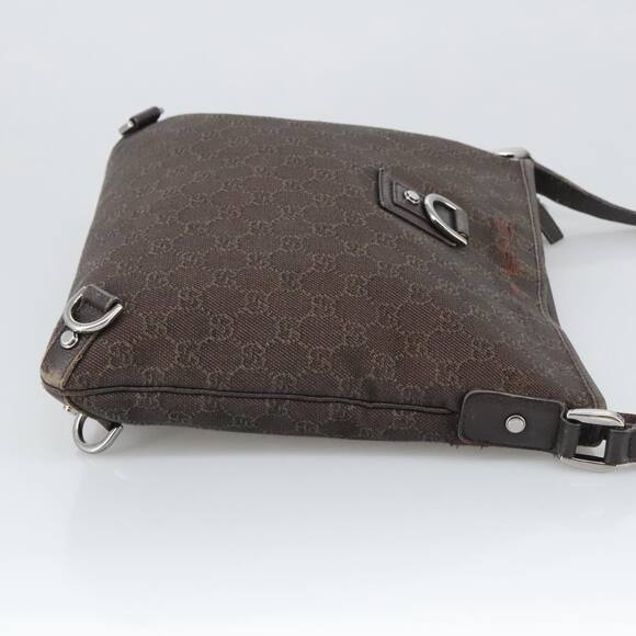 GUCCI GG Canvas Abbey Shoulder Bag Outlet Dark Brown Silver - Picture 4 of 12